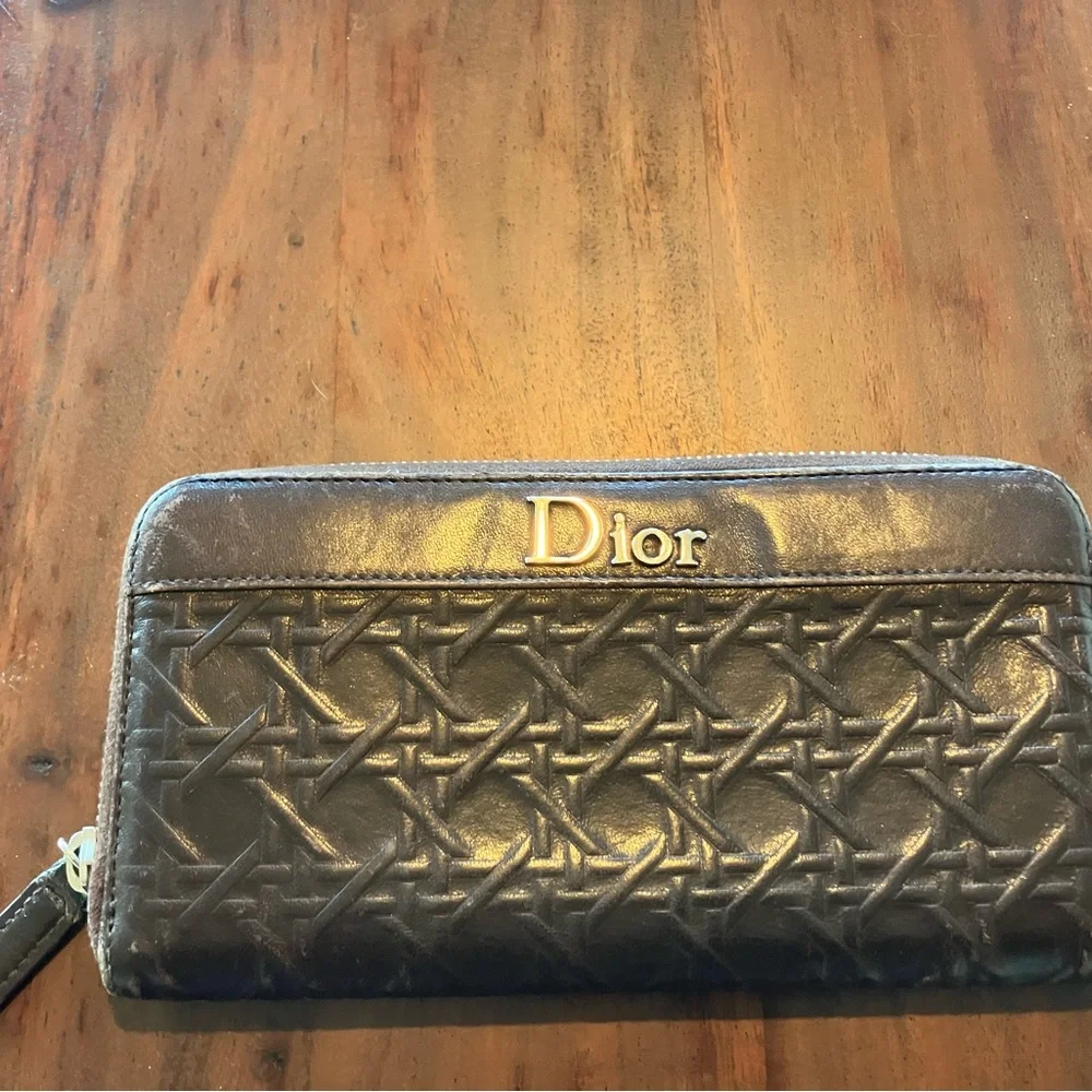 Dior Embossed Leather Wallet in Rich Brown - Picture 2 of 10